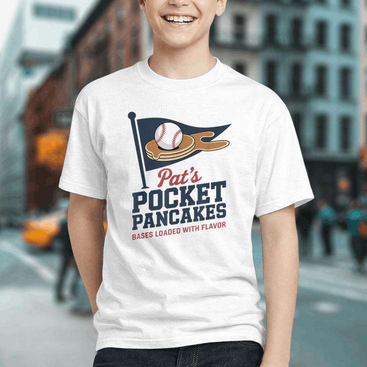 Pat's Pocket Pancakes Flag Baseball On Pancake Graphic Youth Pat's Pocket Pancakes Flag Baseball On Pancake Graphic Youth