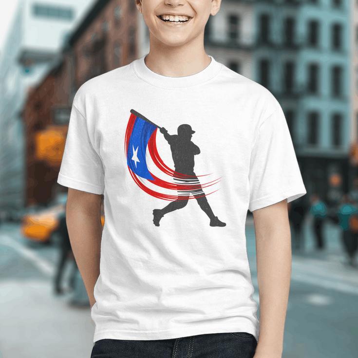 Puerto Rico Baseball Flag Player Boricua Heritage Sports Graphic Youth Puerto Rico Baseball Flag Player Boricua Heritage Sports Graphic Youth