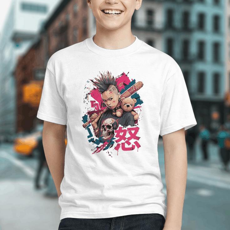 Punk Girl With Anger Kanji And Baseball Bat Graphic Youth Punk Girl With Anger Kanji And Baseball Bat Graphic Youth