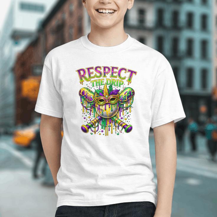 Respect The Drip Mardi Gras Baseball Ice Cream Boys Carnival Graphic Youth Respect The Drip Mardi Gras Baseball Ice Cream Boys Carnival Graphic Youth