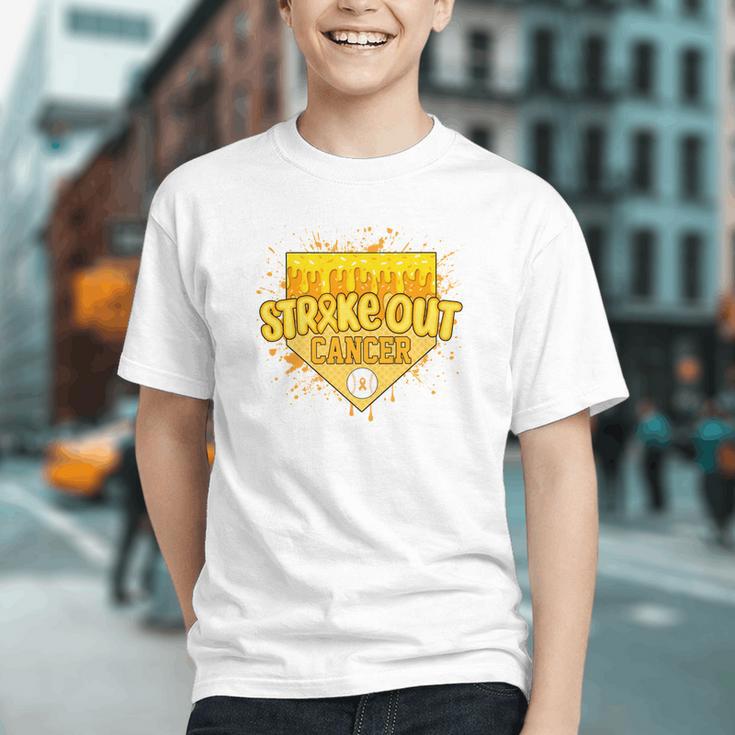 Strike Out Childhood Cancer Boys Baseball Drip Gold Ribbon Graphic Youth Strike Out Childhood Cancer Boys Baseball Drip Gold Ribbon Graphic Youth