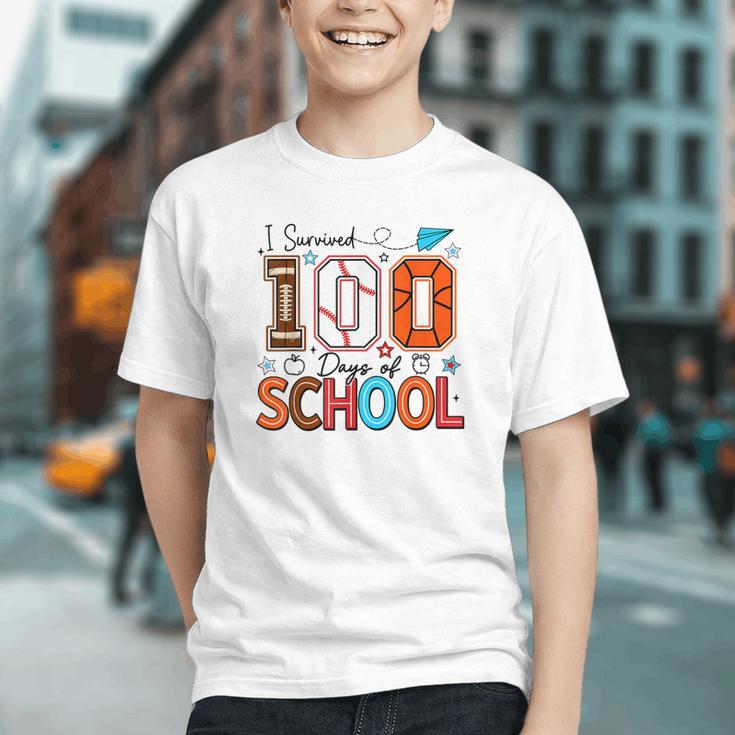 I Survived 100 Days Baseball Football Basketball School Kids Graphic Youth I Survived 100 Days Baseball Football Basketball School Kids Graphic Youth