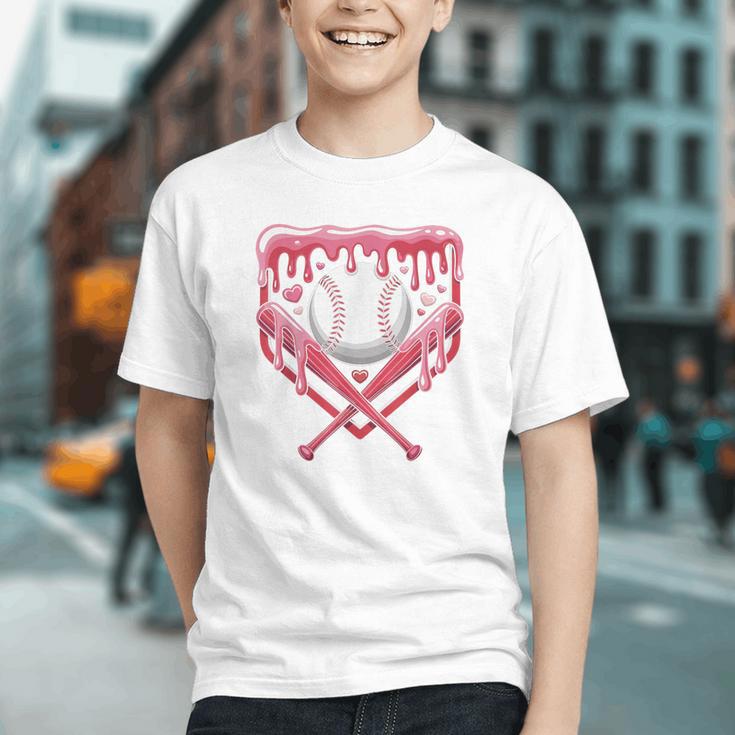Valentines Baseball Boys Ice Cream Drip Heart Youth Kids Graphic Youth