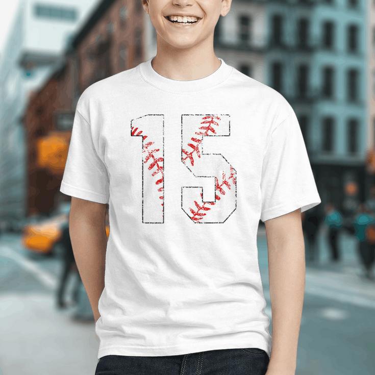 Vintage Distressed Baseball Number 15 Jersey Player Uniform Graphic Youth Vintage Distressed Baseball Number 15 Jersey Player Uniform Graphic Youth