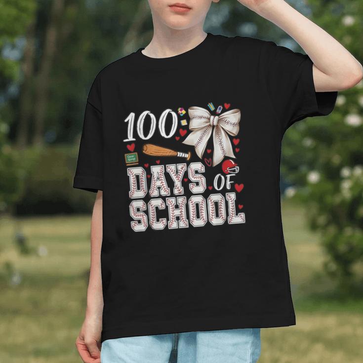 100 Days Of School Baseball 100th Day Of School Coquette Bow Graphic Youth 100 Days Of School Baseball 100th Day Of School Coquette Bow Graphic Youth
