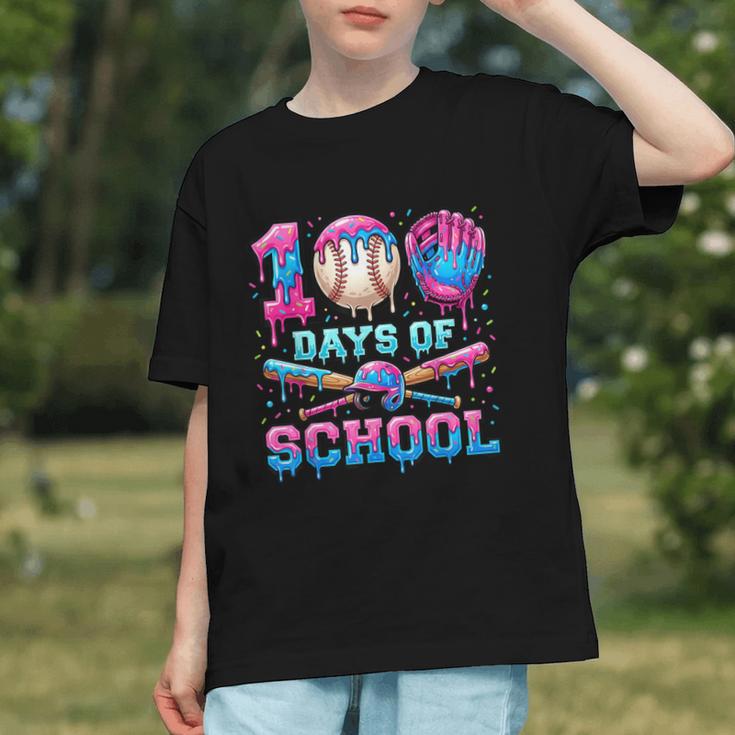 100 Days Of School Baseball Sports Drip Graphic Graphic Youth