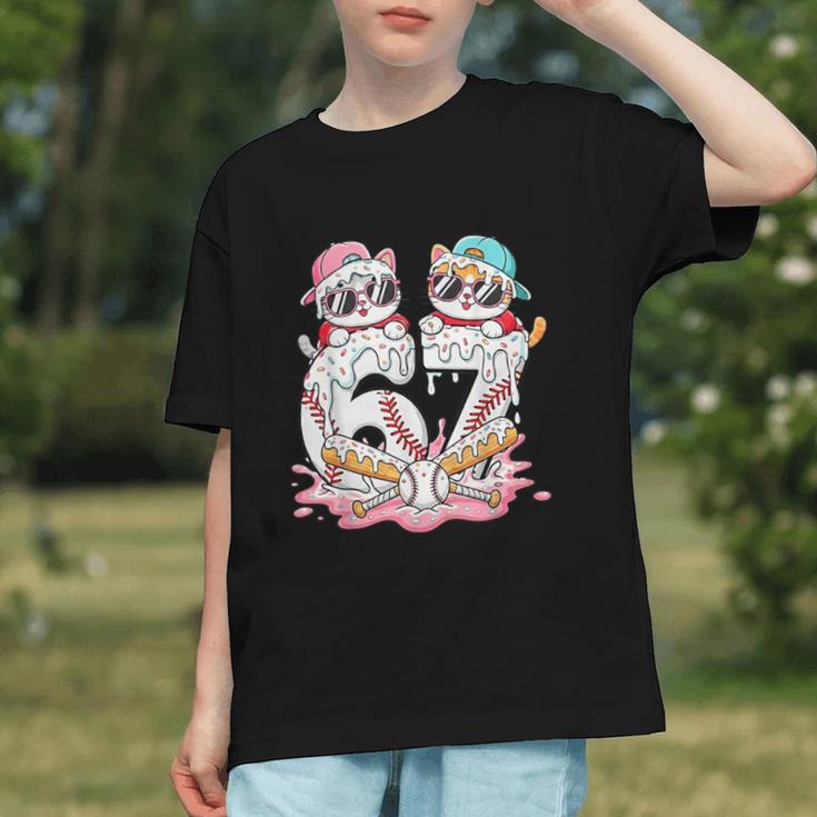 67 Meme Kawaii Cats Baseball Ice Cream Drip 6 7 Kids Graphic Youth