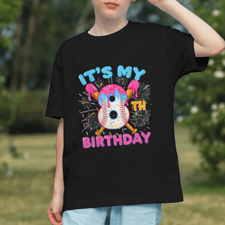 8th Birthday Baseball 8 Year Old Ice Cream Drip Boy Baseball Graphic Youth 8th Birthday Baseball 8 Year Old Ice Cream Drip Boy Baseball Graphic Youth
