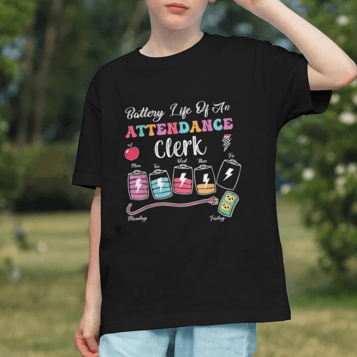 Attendance Clerk Battery Power! Back to School Youth T-shirt Attendance Clerk Battery Power! Back to School Youth T-shirt
