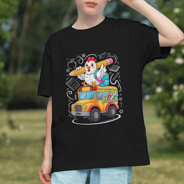 Back To School Chicken School Bus 100 Days Of School Graphic Youth