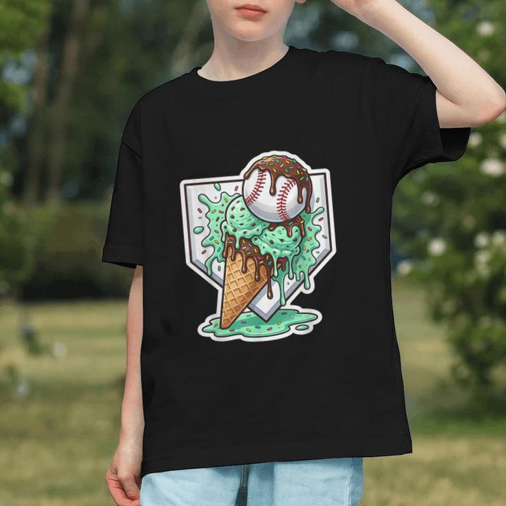 Baseball Boys Ice Cream Drip Baseball Boys Youth Mint Choco Graphic Youth