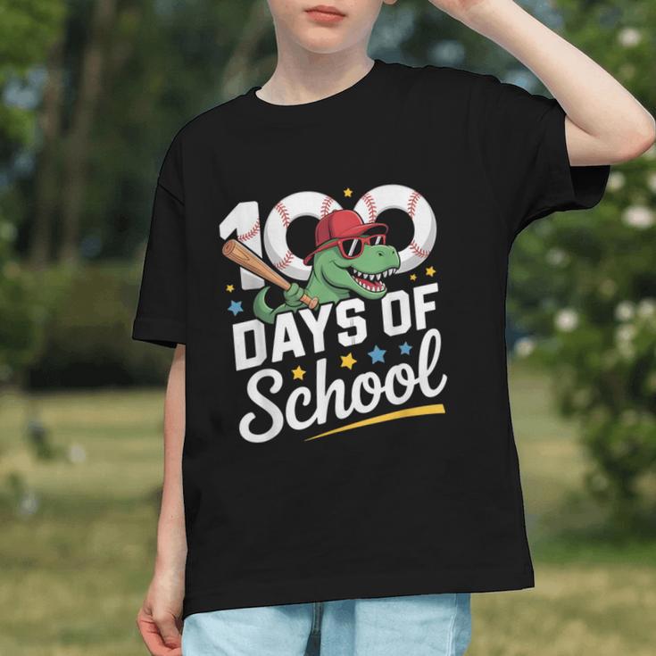 Baseball Dinosaur 100 Days Of School Kids Theme Graphic Youth
