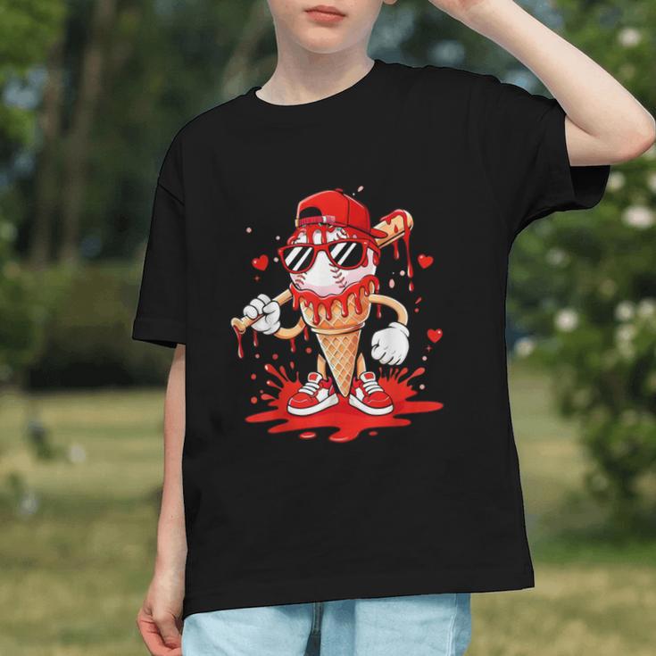 Baseball Drip Ice Cream Apparel Youth Boys Valentines Graphic Youth