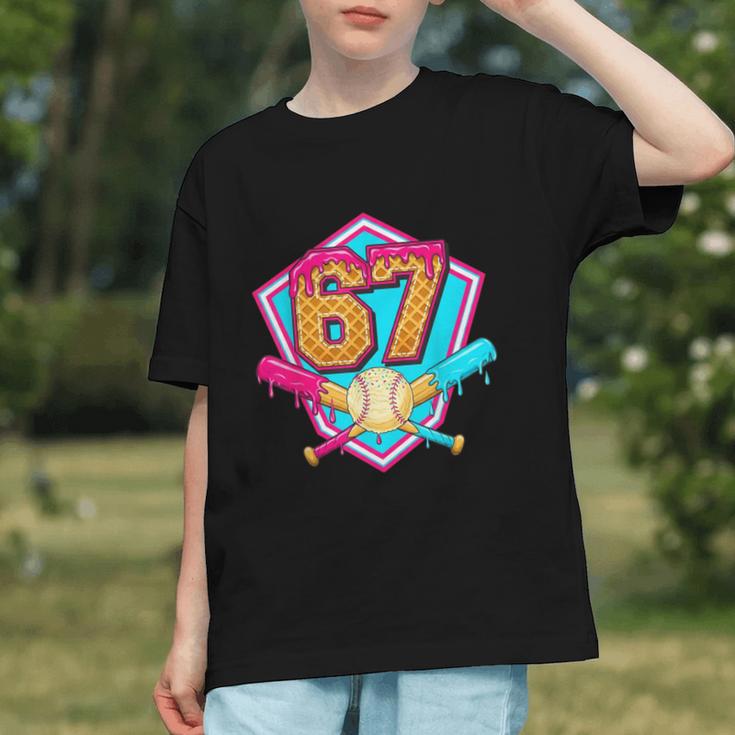 Baseball Drip Jersey Number 67 For Players & 67th Birthday Graphic Youth