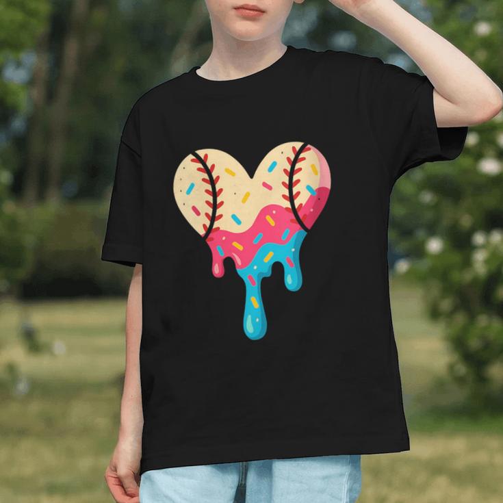 Baseball Drip Melting Ice Cream Baseball Heart Boys Girls Graphic Youth