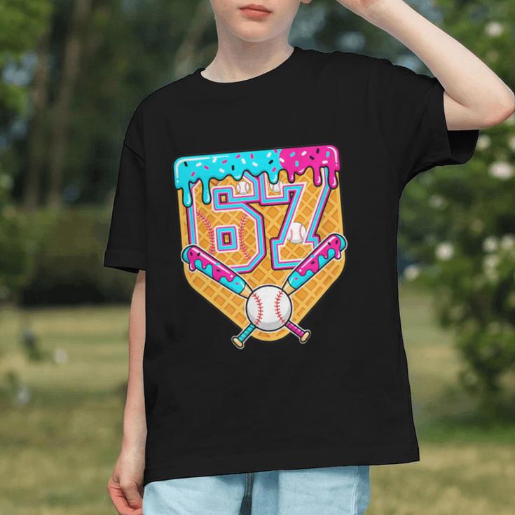 Baseball Drip Number 67 Ice Cream Home Plate Drip Graphic Youth
