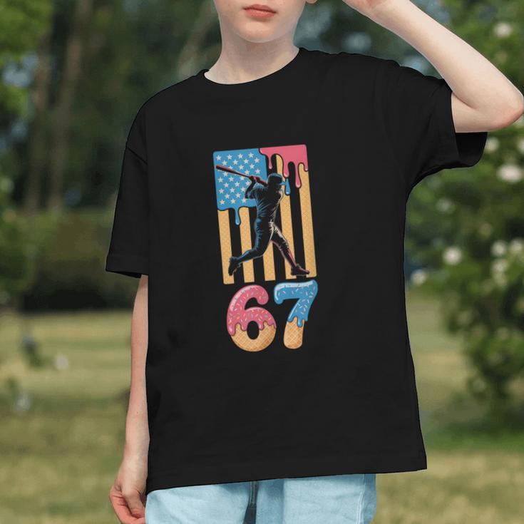 Baseball Drip USA Flag 67 Player 67th Birthday Ice Cream 67 Graphic Youth