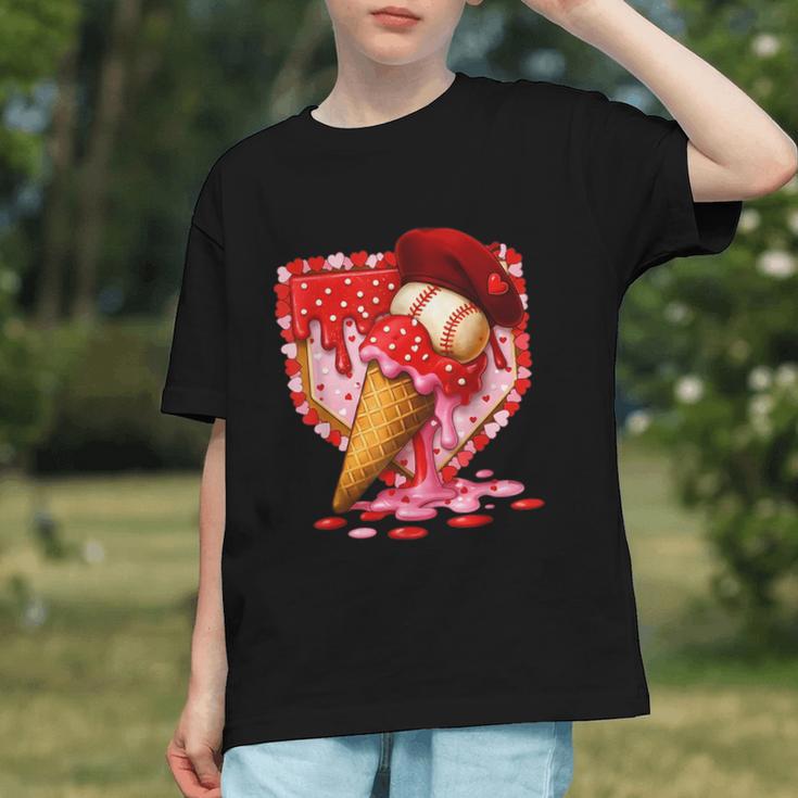 Baseball Heart Valentine Baseball Ice Cream Drip Boys Girls Graphic Youth Baseball Heart Valentine Baseball Ice Cream Drip Boys Girls Graphic Youth