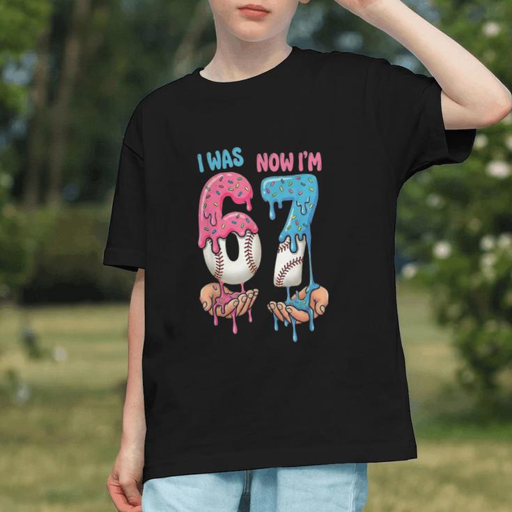 Baseball Ice Cream I Was 6 Now I'm 7 67 Birthday Boy Graphic Youth