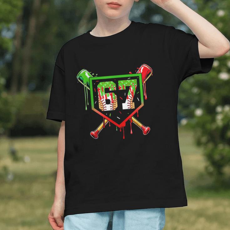 Baseball Ice Cream Drip Number 67 Player 6 7 Christmas Pjs Graphic Youth Baseball Ice Cream Drip Number 67 Player 6 7 Christmas Pjs Graphic Youth