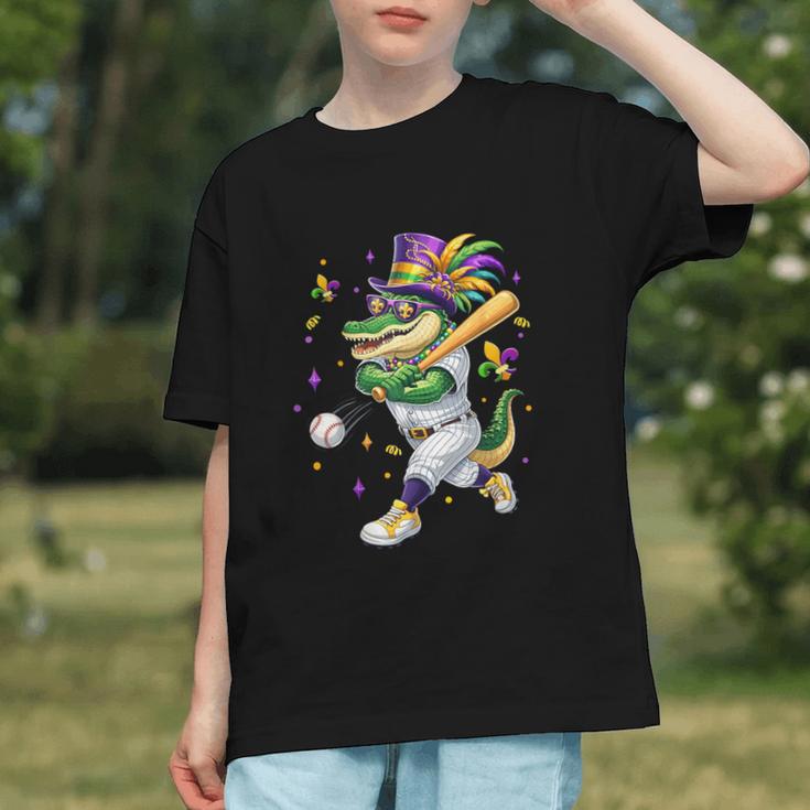 Baseball Player Mardi Gras Alligator Carnival Costume Beads Graphic Youth Baseball Player Mardi Gras Alligator Carnival Costume Beads Graphic Youth