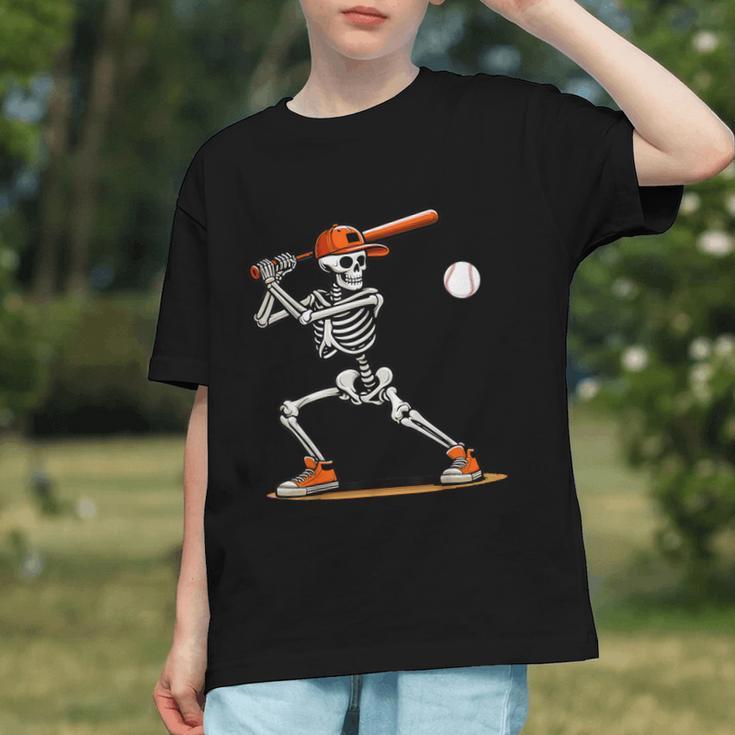 Baseball Skeleton Spooky Boys Halloween Baseball Player Graphic Youth