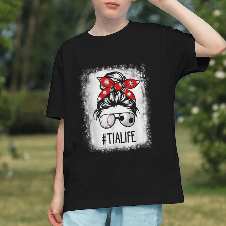 Bleached Tia Life Soccer Messy Bun Baseball Game Day Graphic Youth Bleached Tia Life Soccer Messy Bun Baseball Game Day Graphic Youth