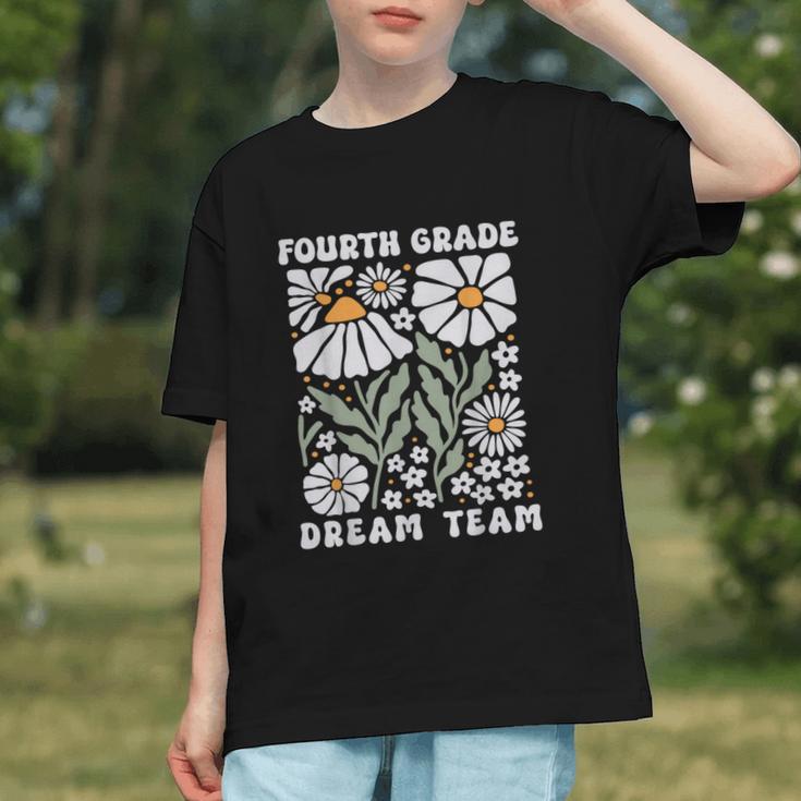 Boho Floral Fourth Grade Dream Team Back to School Youth T-Shirt
