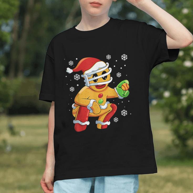 Christmas Gingerbread Man Baseball Player Catcher Graphic Youth Christmas Gingerbread Man Baseball Player Catcher Graphic Youth