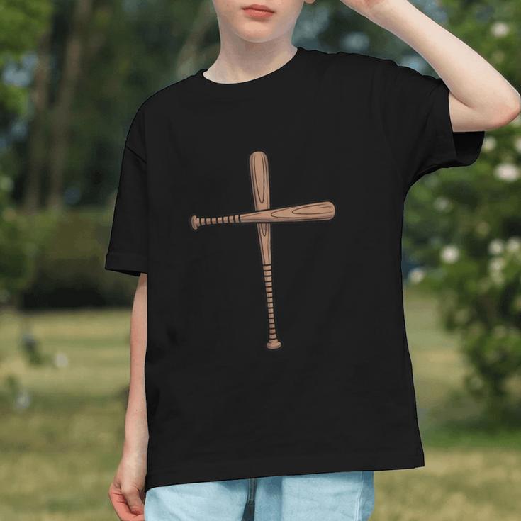 Cross Baseball Bats Christian Faith Sports Coach Pitcher Graphic Youth