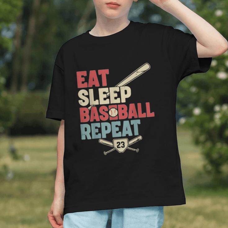 Eat Sleep Baseball Repeat Bat Ball Player Fan Graphic Youth