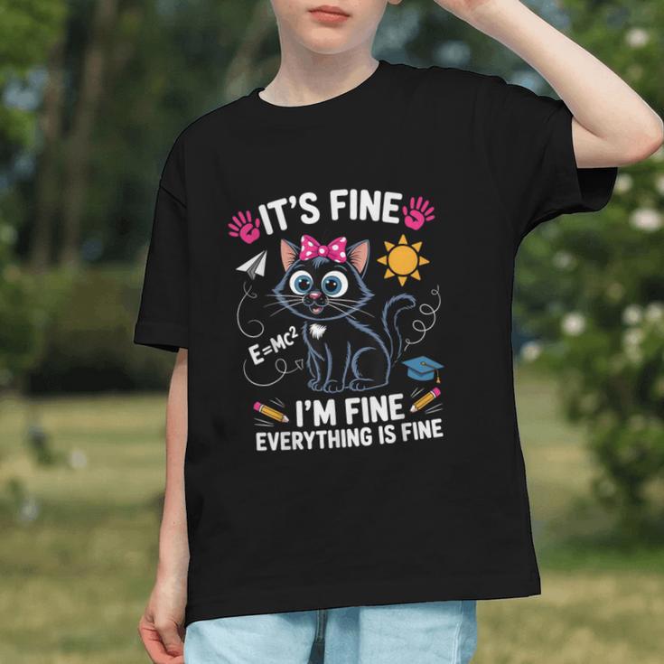 Frazzled Cat Everything is Fine Back to School Youth T-Shirt