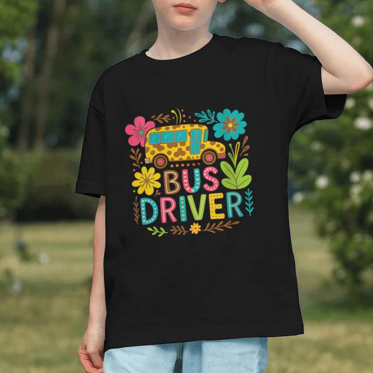 Groovy Boho Leopard Bus Driver Back to School Youth T-Shirt