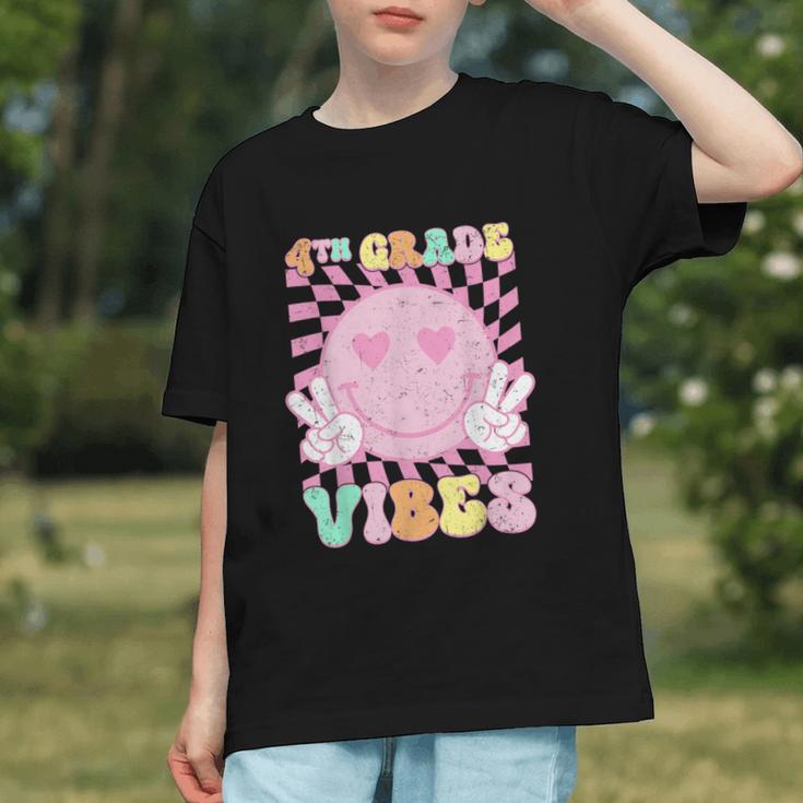 Groovy Pink Smiley 4th Grade Back to School Youth T-Shirt Groovy Pink Smiley 4th Grade Back to School Youth T-Shirt