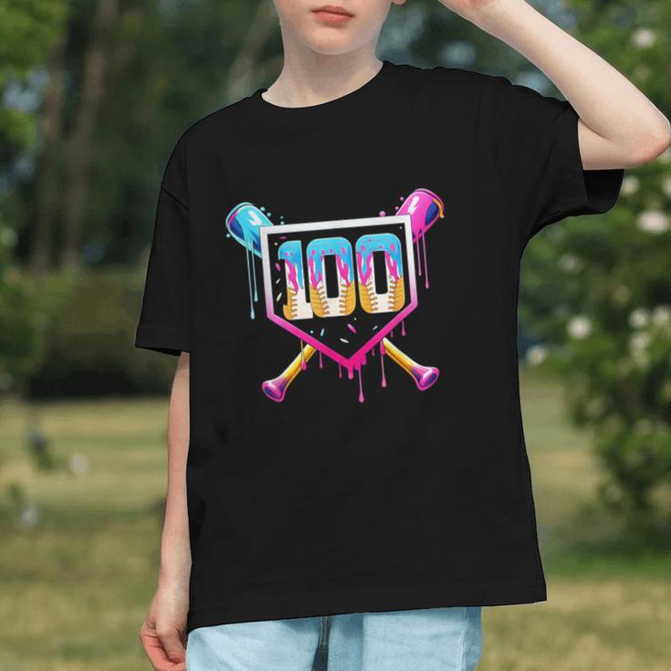 Happy 100 Days Of School Baseball Drip 100th Day Of School Graphic Youth Happy 100 Days Of School Baseball Drip 100th Day Of School Graphic Youth