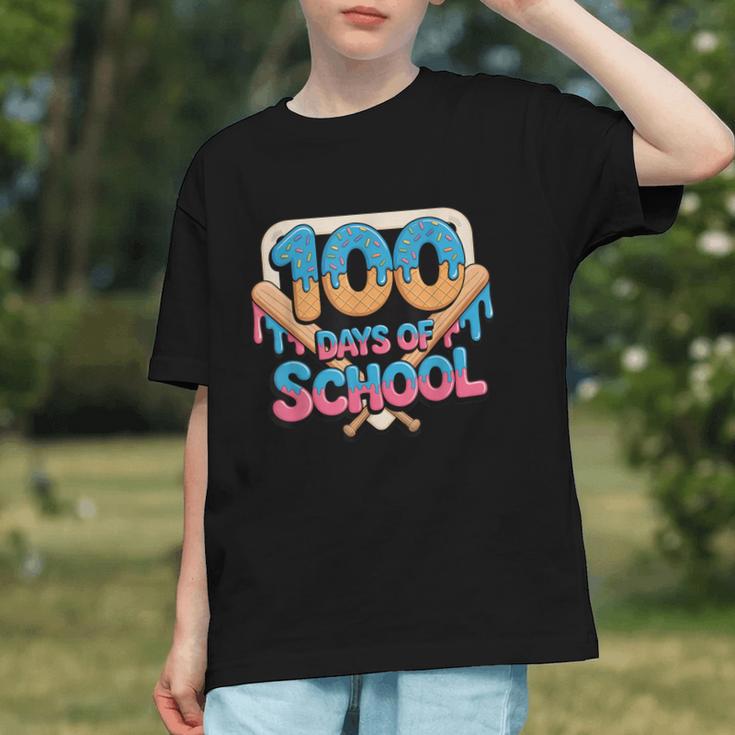 Happy 100 Days Of School Baseball Drip For Kids Teachers Graphic Youth