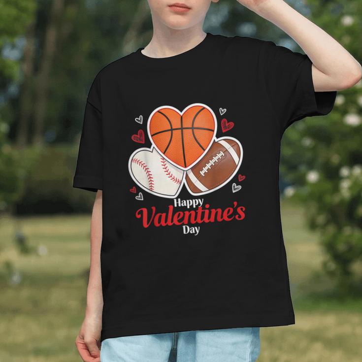 Happy Valentine’s Basketball Football Valentine Baseball Graphic Youth