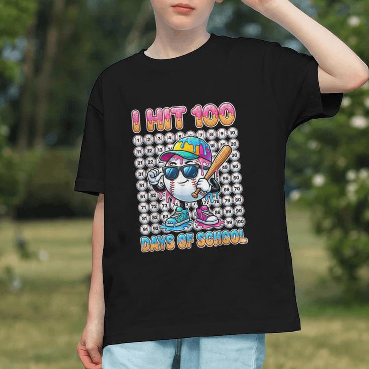 I Hit 100 Days Of School Baseball Ice Cram Drip 100th Boys Graphic Youth