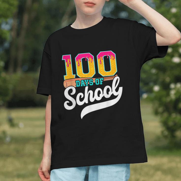 Ice Cream Drip 100 Days Of School Baseball Boys 100th Day Graphic Youth Ice Cream Drip 100 Days Of School Baseball Boys 100th Day Graphic Youth