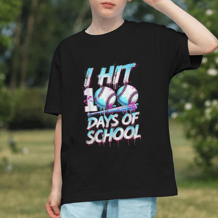 Kids 100 Days Of School 100th Day Baseball Ice Cream Drip Graphic Youth