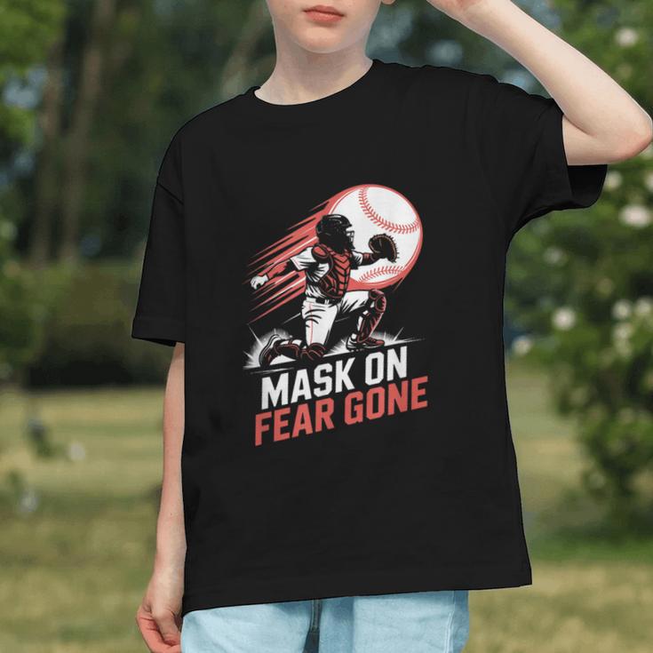 Mask On Fear Gone Baseball Catcher Softball Graphic Youth