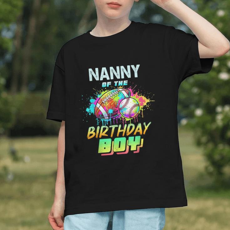 Nanny Of The Birthday Boy Baseball Football Colorful Graphic Youth