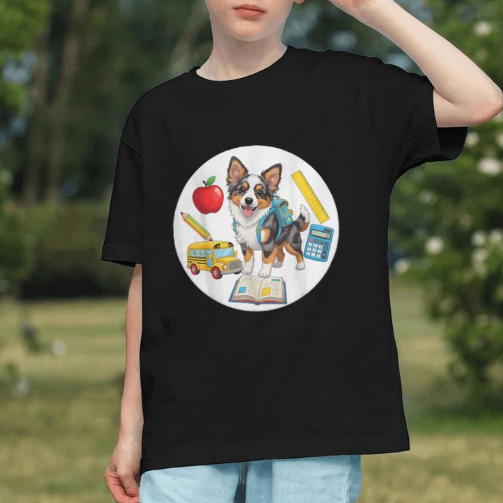 Paws and Prep! Miniature American Shepherd Back to School Youth T-shirt Paws and Prep! Miniature American Shepherd Back to School Youth T-shirt