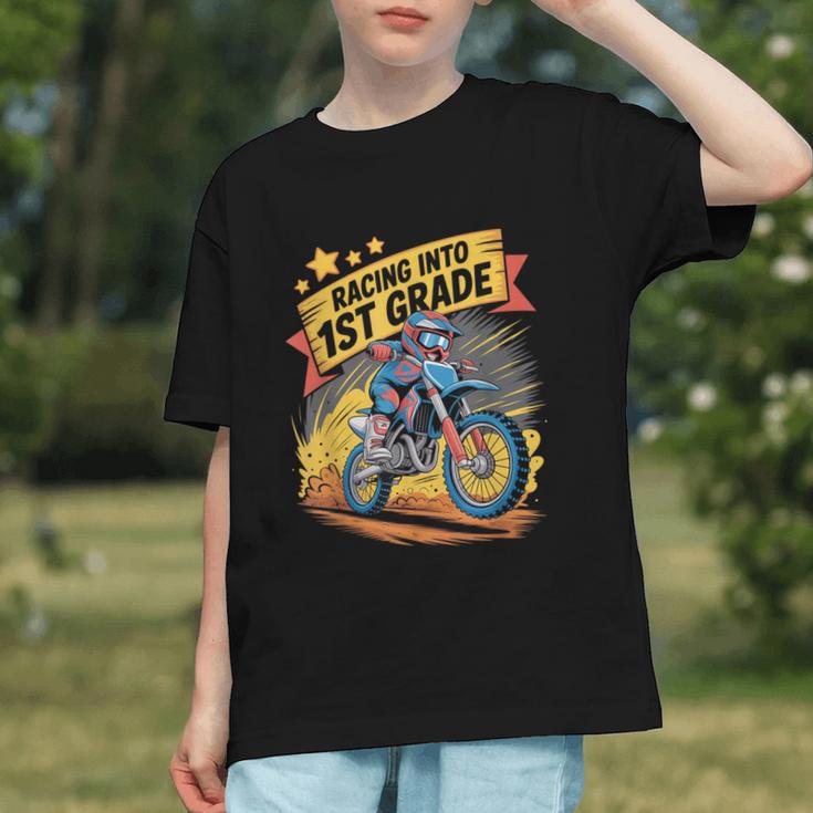 Racing into 1st Grade! Moto Dirt Bike Back to School Youth T-Shirt
