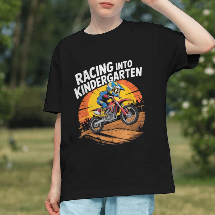 Racing into Kindergarten! Dirt Bike Back to School Youth T-shirt
