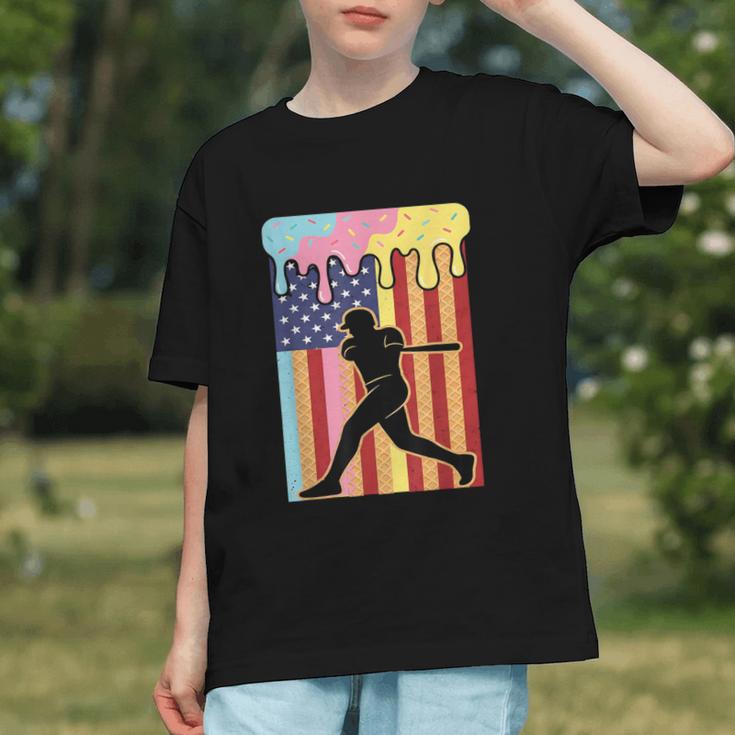 Retro Baseball Drip Boys Ice Cream Patriotic American Flag Graphic Youth Retro Baseball Drip Boys Ice Cream Patriotic American Flag Graphic Youth
