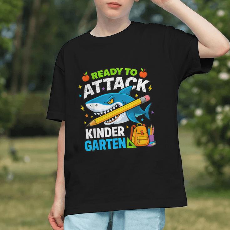 Shark Attack Into Kindergarten! Back to School Youth T-Shirt Shark Attack Into Kindergarten! Back to School Youth T-Shirt