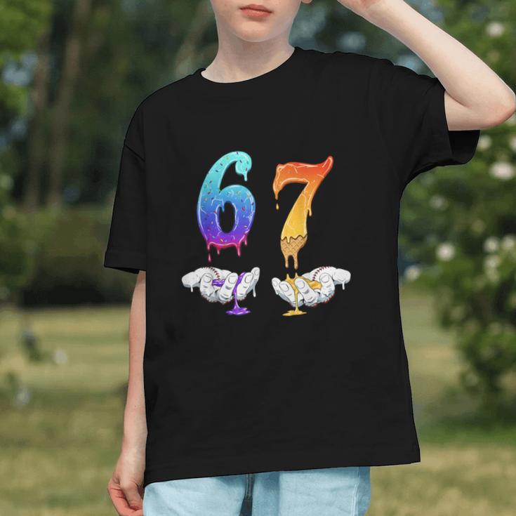 Six Seven Ice Cream Drip Cool Meme 67 Number Baseball Graphic Youth