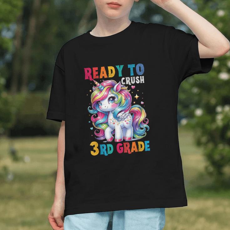 Student Unicorn Ready Back To School Crush 3rd Grade Girls Graphic Youth
