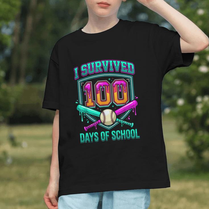 I Survived 100 Days Of School Baseball Drip Graphic Youth